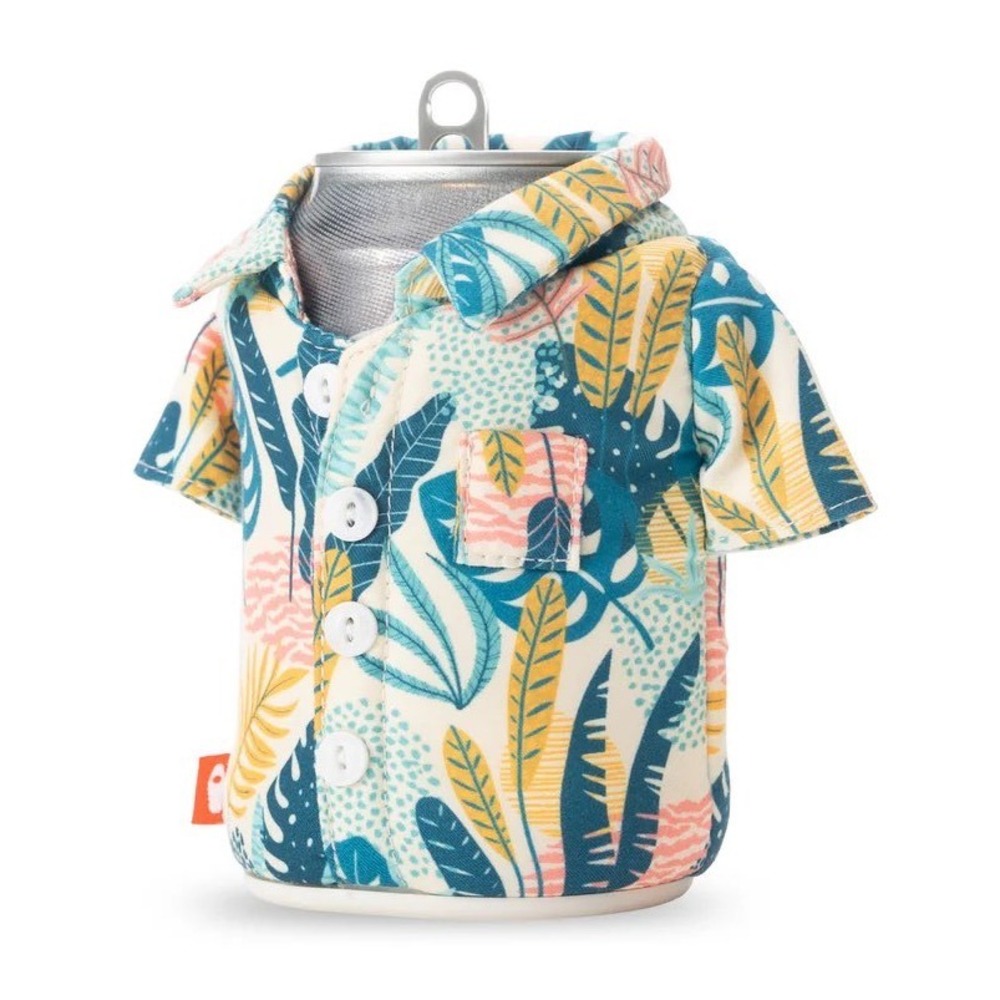 Puffin Drinkwear The Aloha Beige Palm Tropical Hawaiian Shirt 12‎ oz Can Cooler